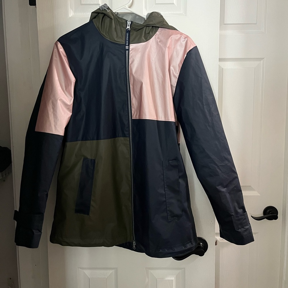 Charles River color block rain jacket